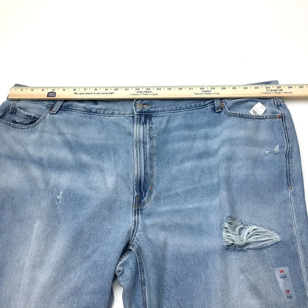 NEW Old Navy Women's Jeans Slouchy Straight Leg Crop Distressed Light Wash 26
